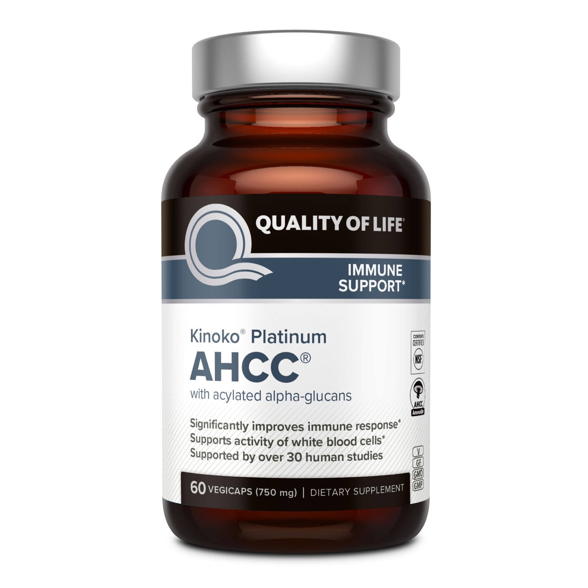 Hero image of Quality of Life Kinoko Platinum AHCC 750mg capsules