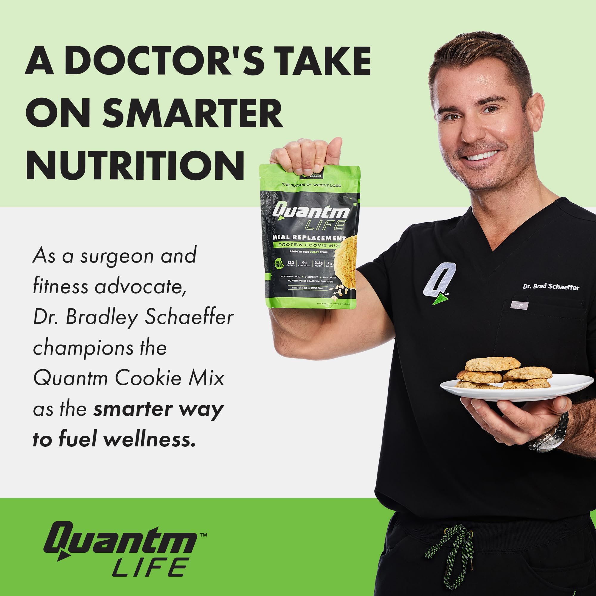 Gluten-free label on QUANTM LIFE cookie mix packaging