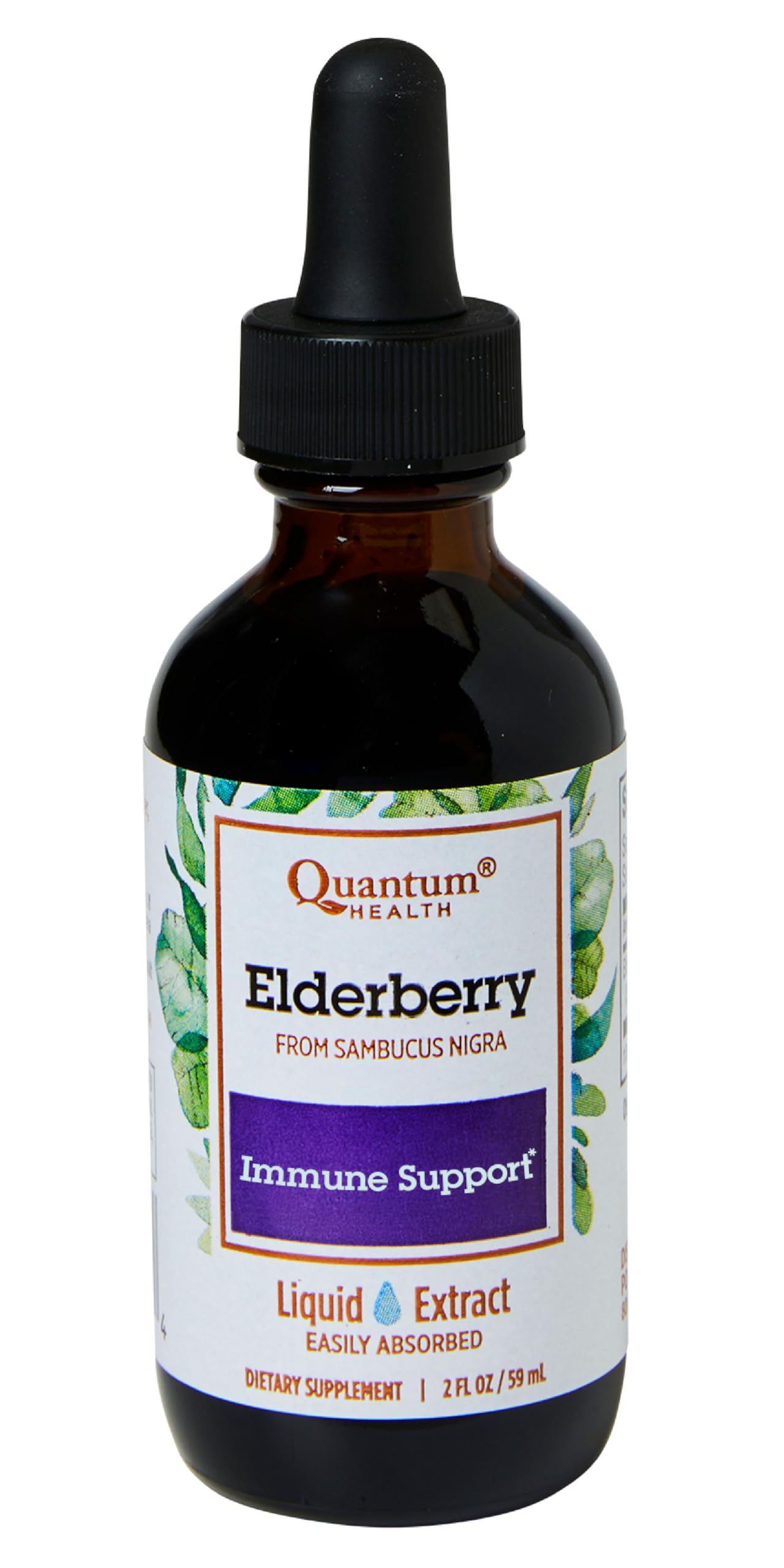 Quantum Health Black Elderberry Liquid Extract bottle with 2 oz