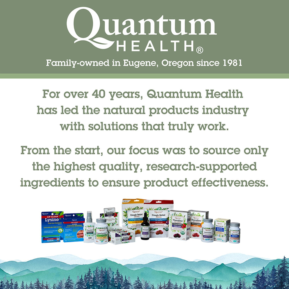 180 tablets bottle packaging for Quantum Health SuperLysine+