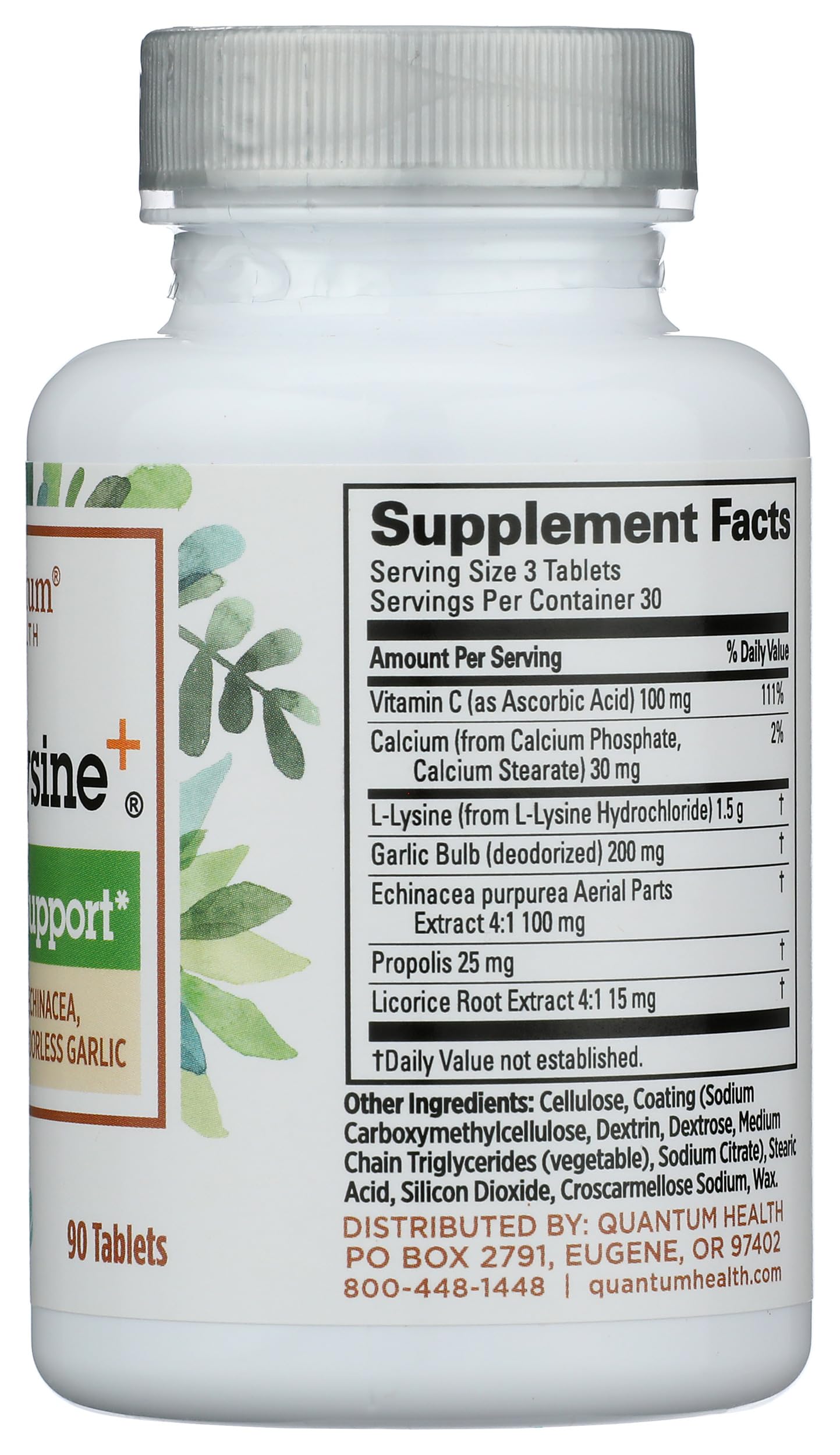 Ingredients list for Quantum Research Super Lysine Tablet 0.93 lb