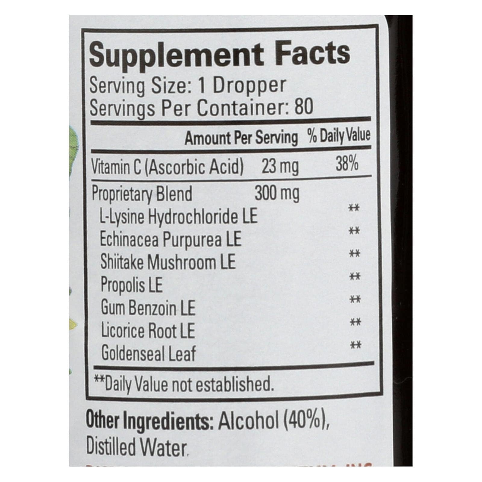 Close-up of Quantum Super Lysine+ Liq liquid extract label