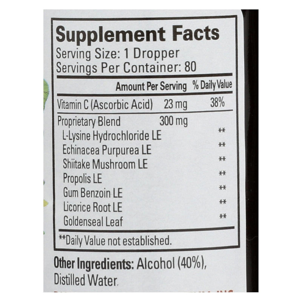 Close-up of Quantum Super Lysine+ Liq liquid extract label