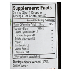 Close-up of Quantum Super Lysine+ Liq liquid extract label