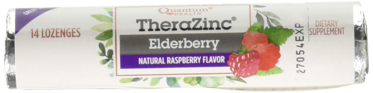 Front view of Quantum Zinc Elderberry Raspberry Lozenge
