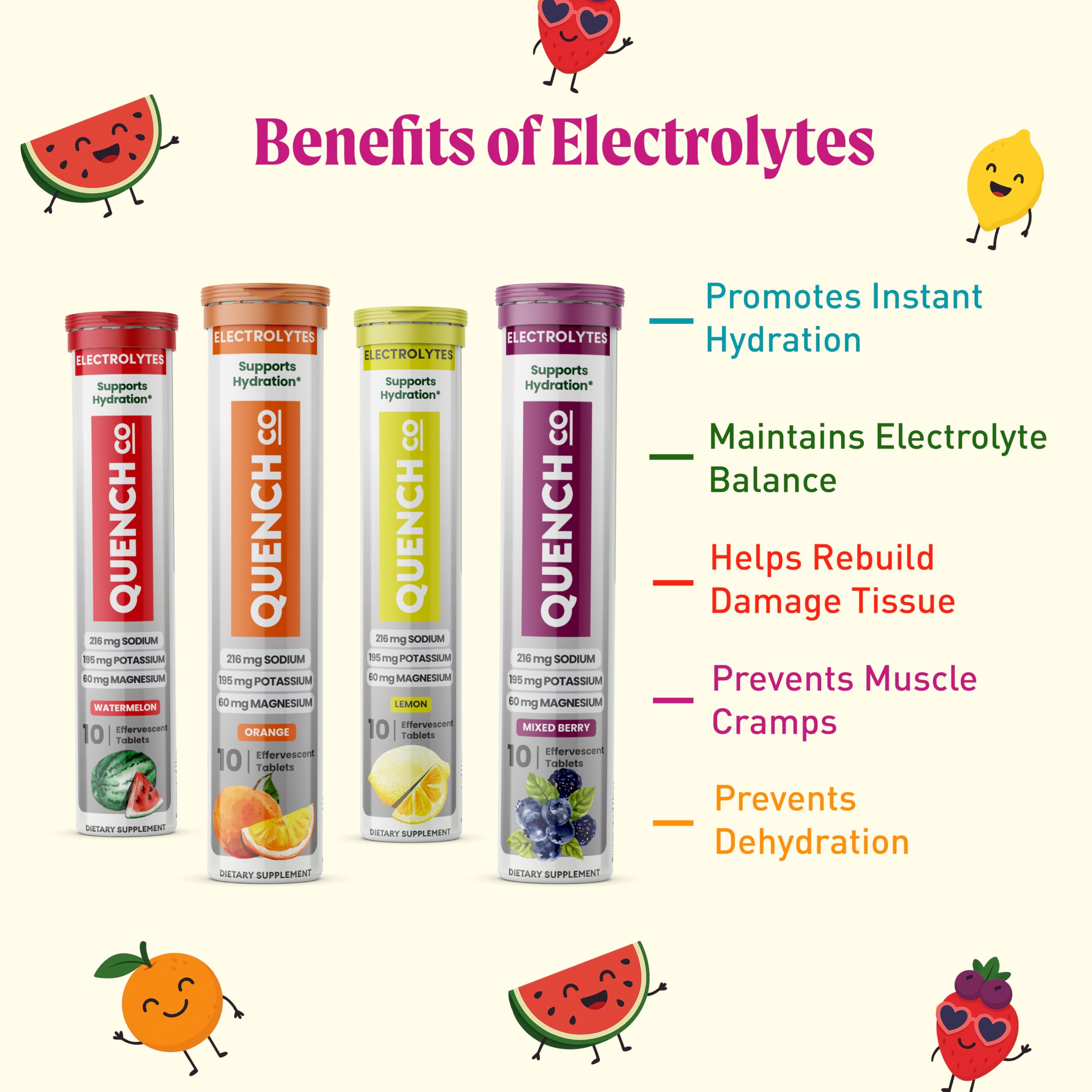 Quench Electrolyte Tablets Lemon tube close-up for crisp hydration.