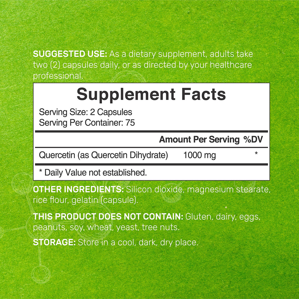 Front view of Quercetin 1000mg bottle