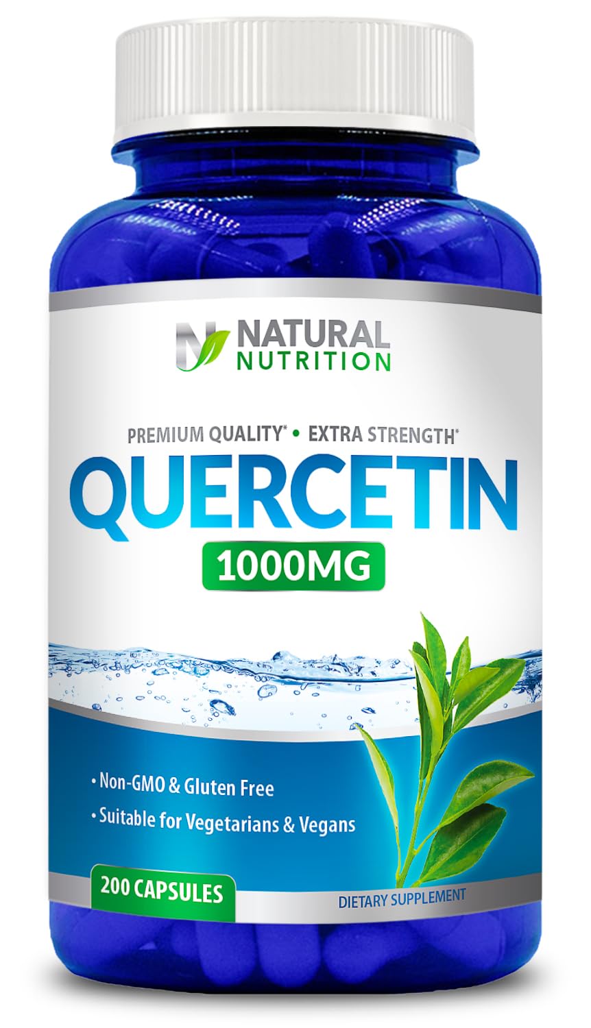 Front view of Quercetin 1000mg 200 capsules bottle