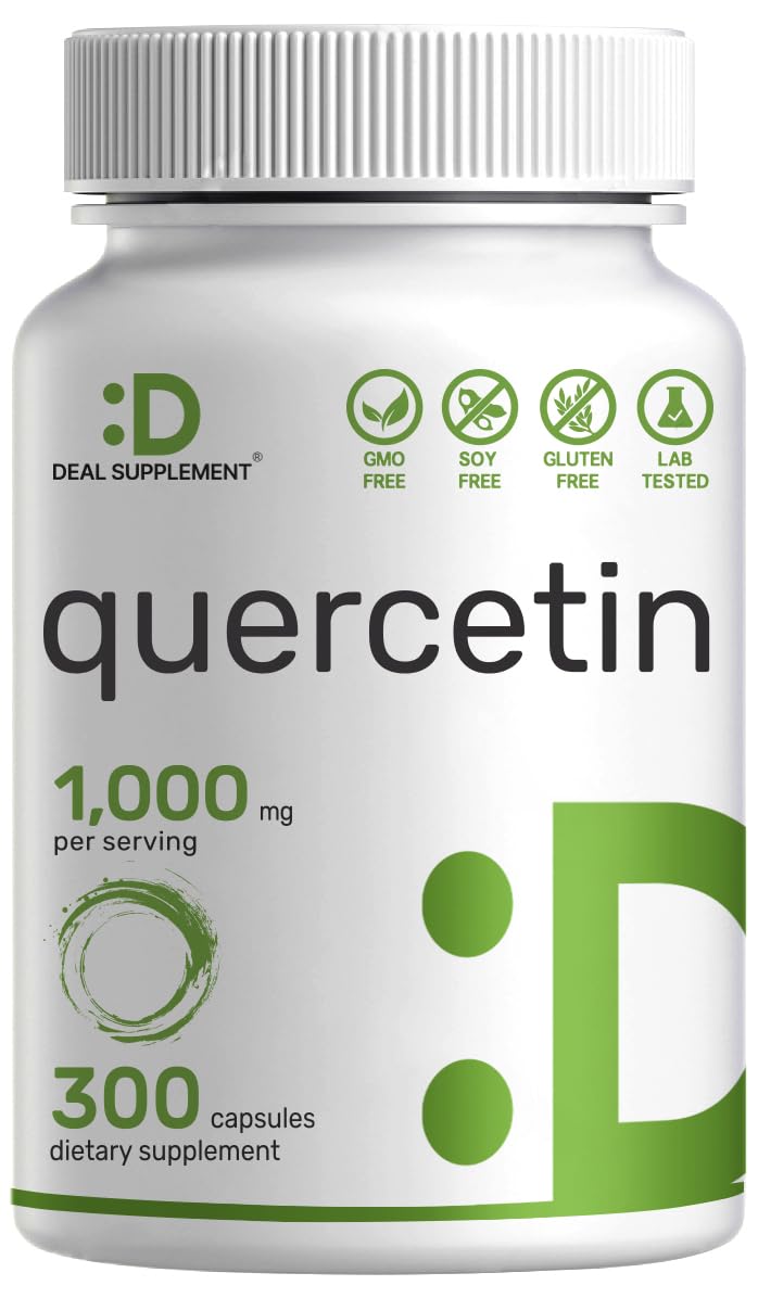 Product bottle showing Quercetin 1,000mg per serving