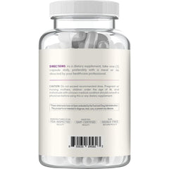 Back view of Quercetin 500mg capsules with dosage information