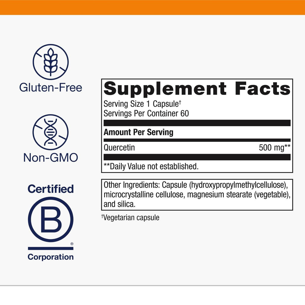 Close-up of 500 mg quercetin capsule