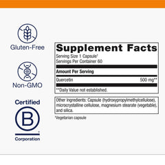 Close-up of 500 mg quercetin capsule