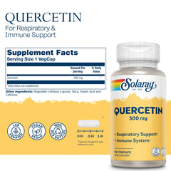 Close-up of Solaray Quercetin 500 mg capsules