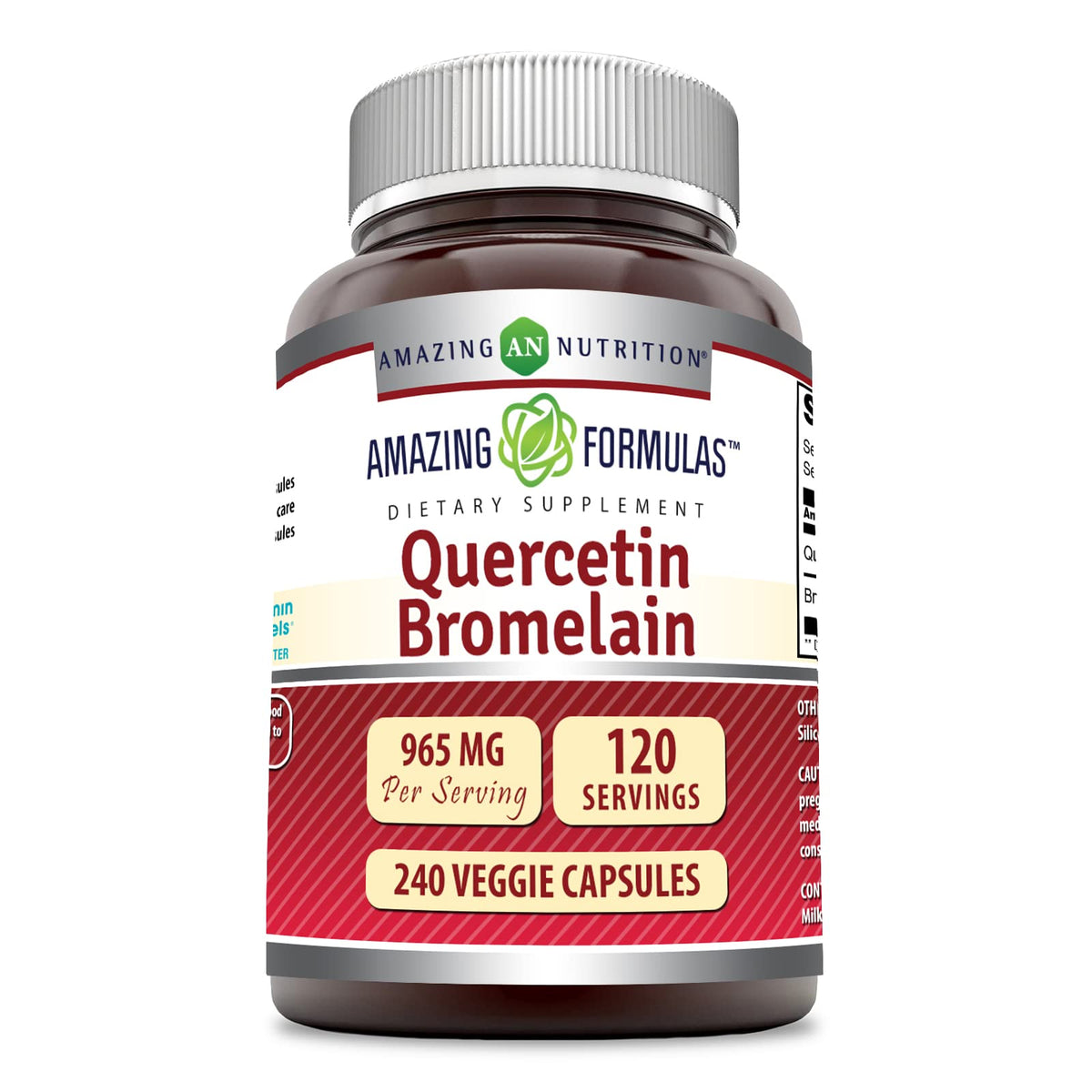 Quercetin 800 mg with Bromelain 165 mg veggie capsules - 240 count