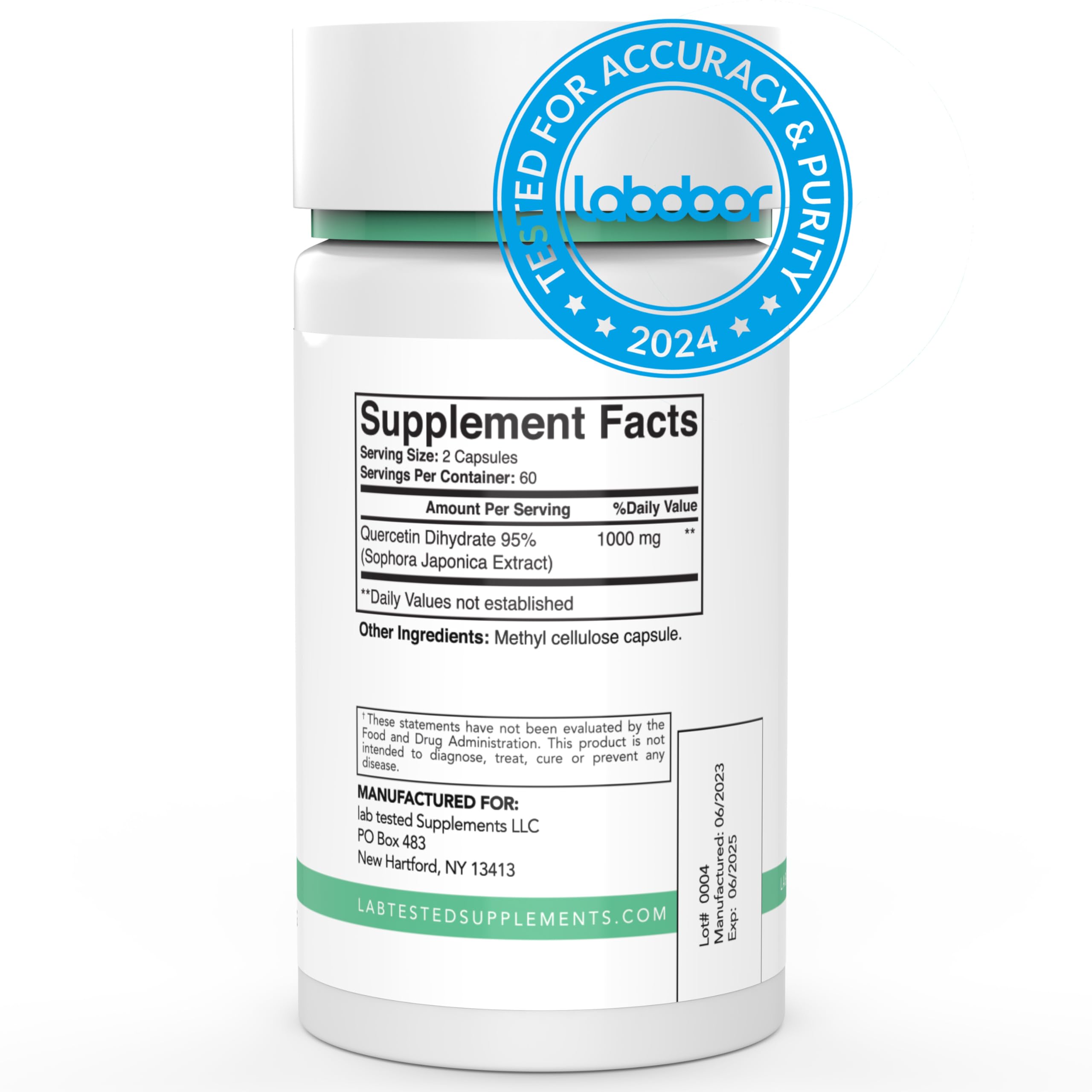 Quercetin 120 capsules bottle close-up