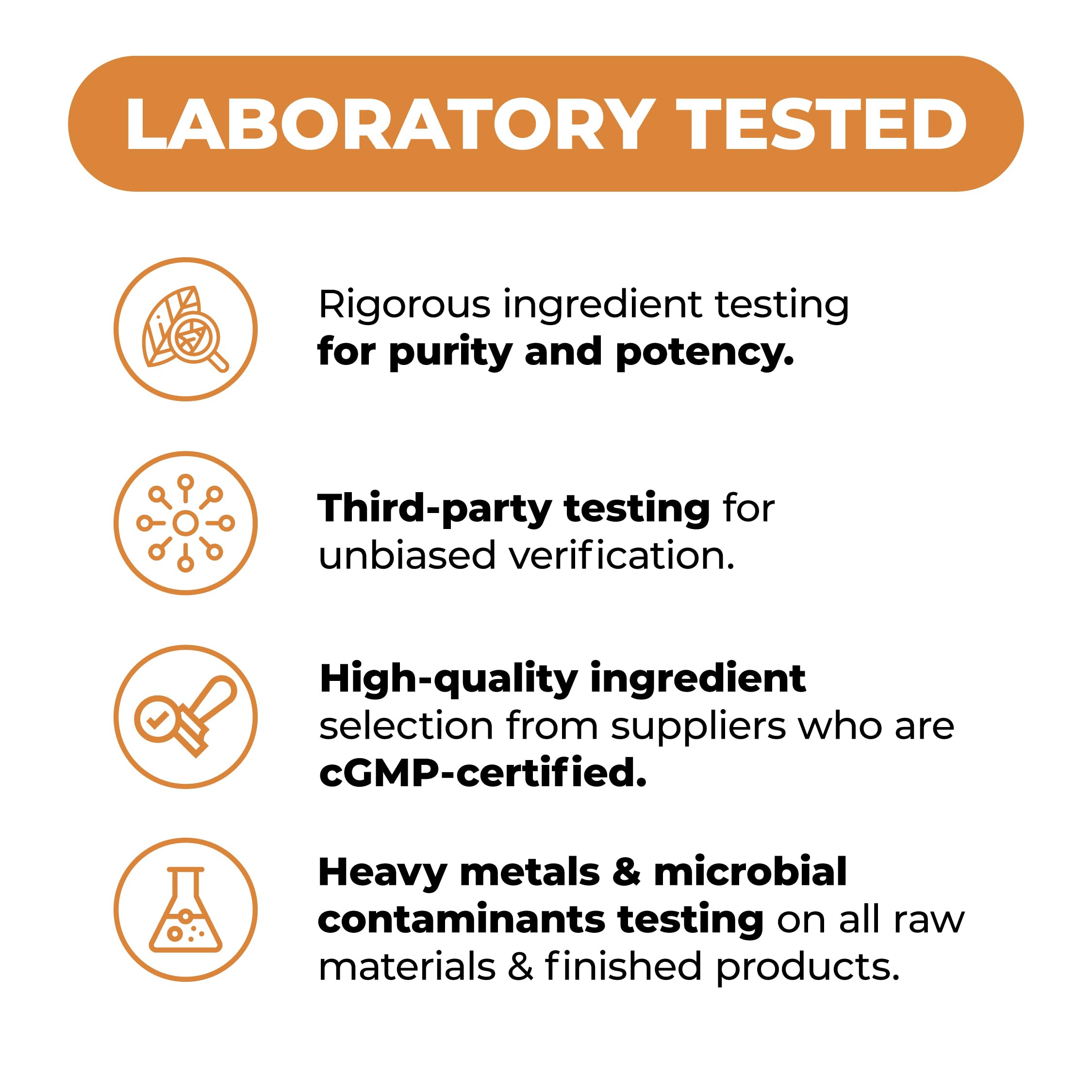 Non-GMO vegan gluten-free symbols and third-party testing badge