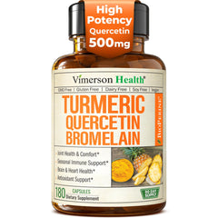 Quercetin with Bromelain Turmeric Curcumin bottle label - front view