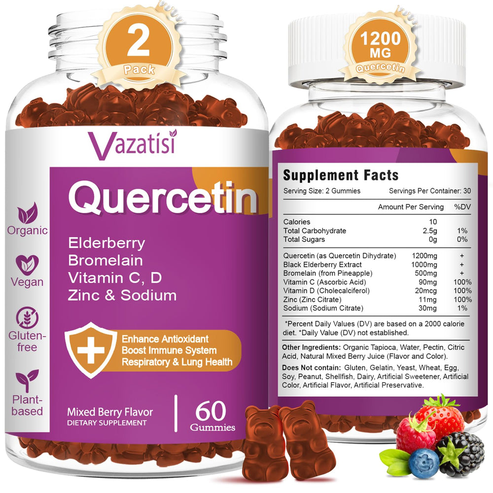 Quercetin Gummies bottle on white background