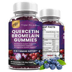 Two pack bottle of quercetin gummies blueberry flavor