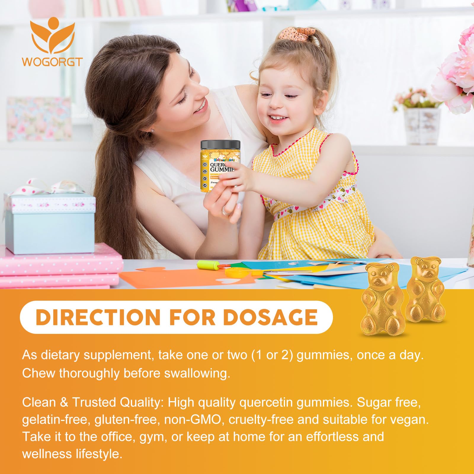 Close-up of label showing sugar-free, vegan, gelatin-free, gluten-free claims