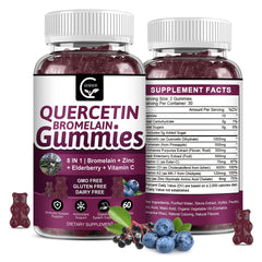 Front view of Quercetin Gummies with Bromelain 2378mg packaging