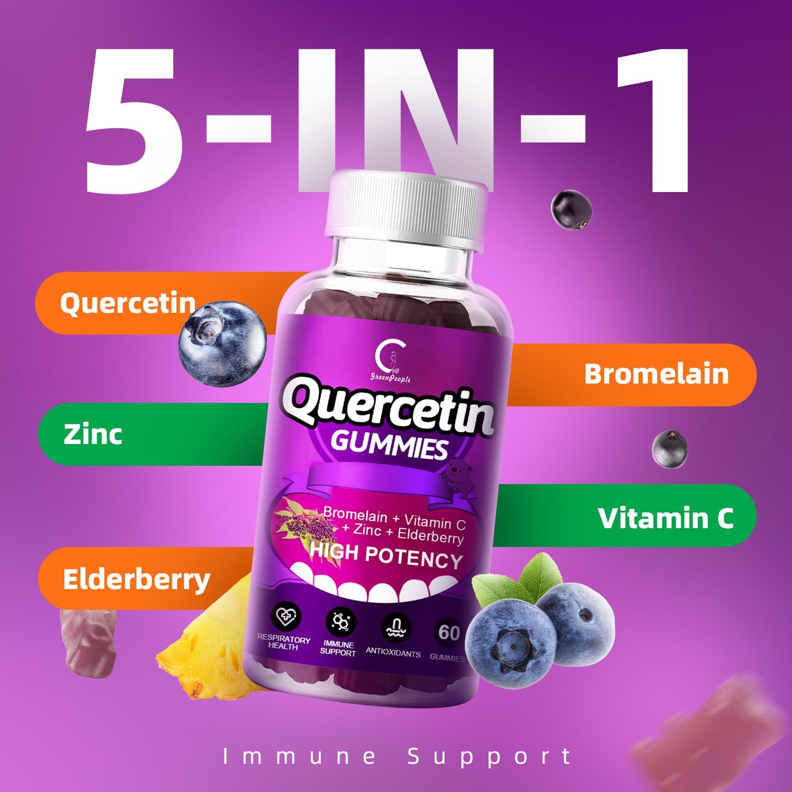 Quercetin Gummies promoting lung support