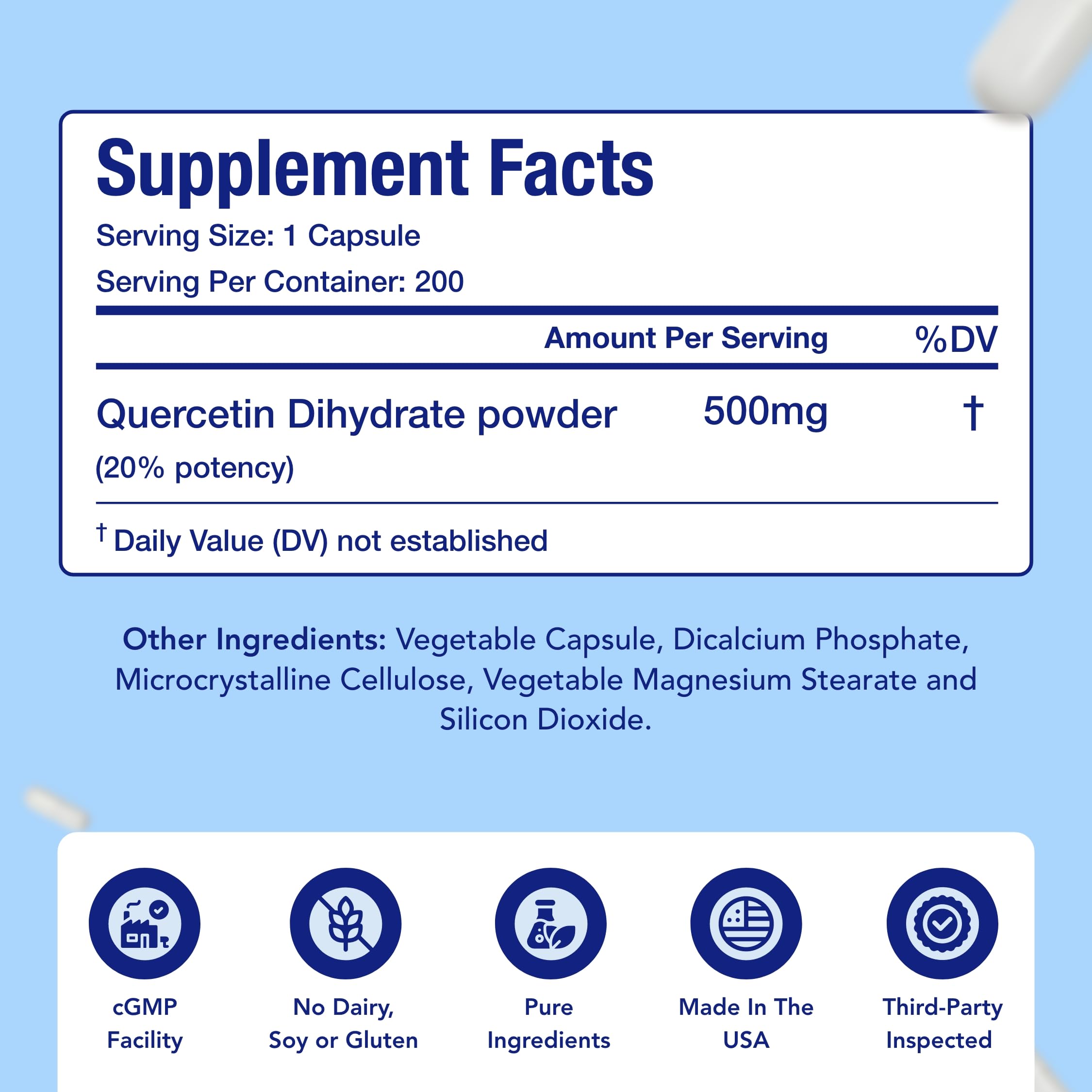 Quercetin supplement supporting immune health