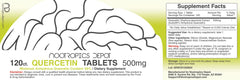 Close-up of Quercetin Tablets 500mg bottle with 120-count packaging