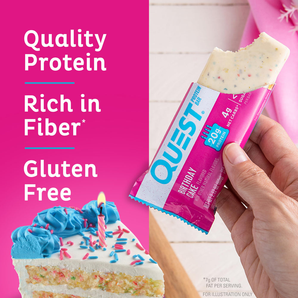 Nutritional facts for Quest Nutrition Birthday Cake Protein Bar