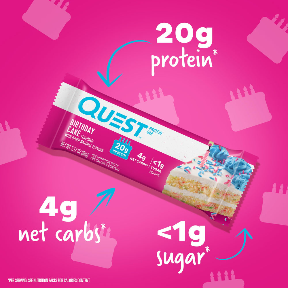 Quest Nutrition Birthday Cake Protein Bar packaging