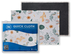 Front view of Quick Cloths microfiber glasses cleaning cloths with dinosaurs design