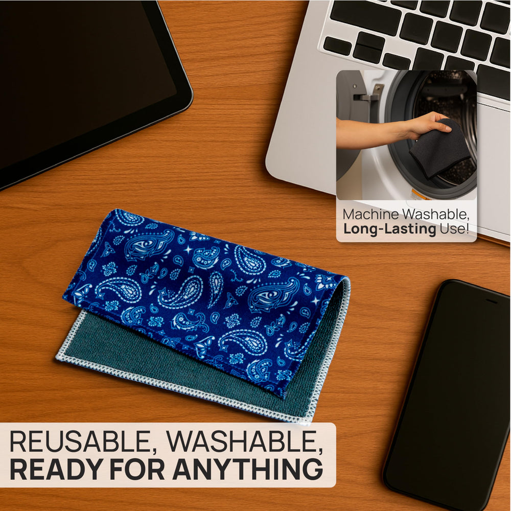 Durable, washable microfiber cloth shown in use