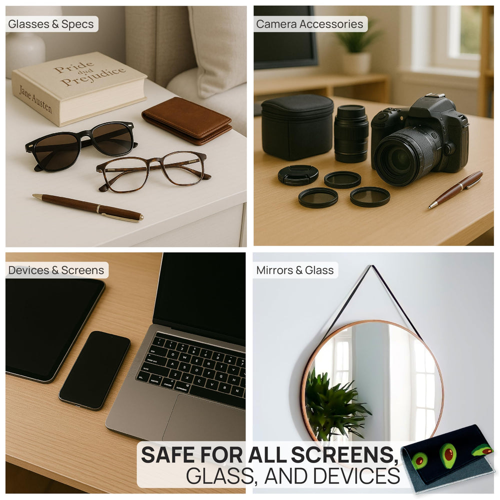 Cloth safe for anti-reflective lenses and screen protectors