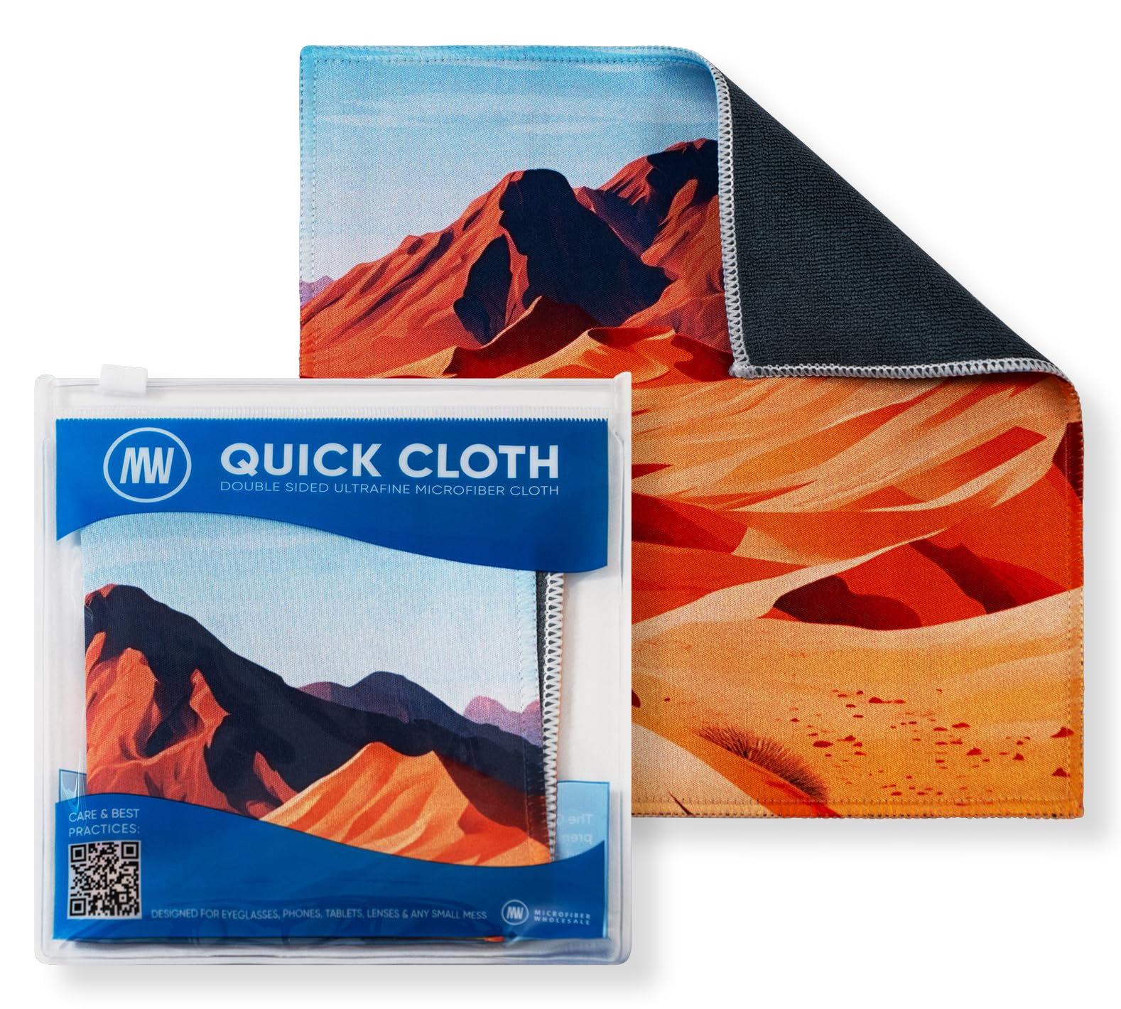 Desert-colored Quick Cloths 8x8 microfiber cleaning cloth in case