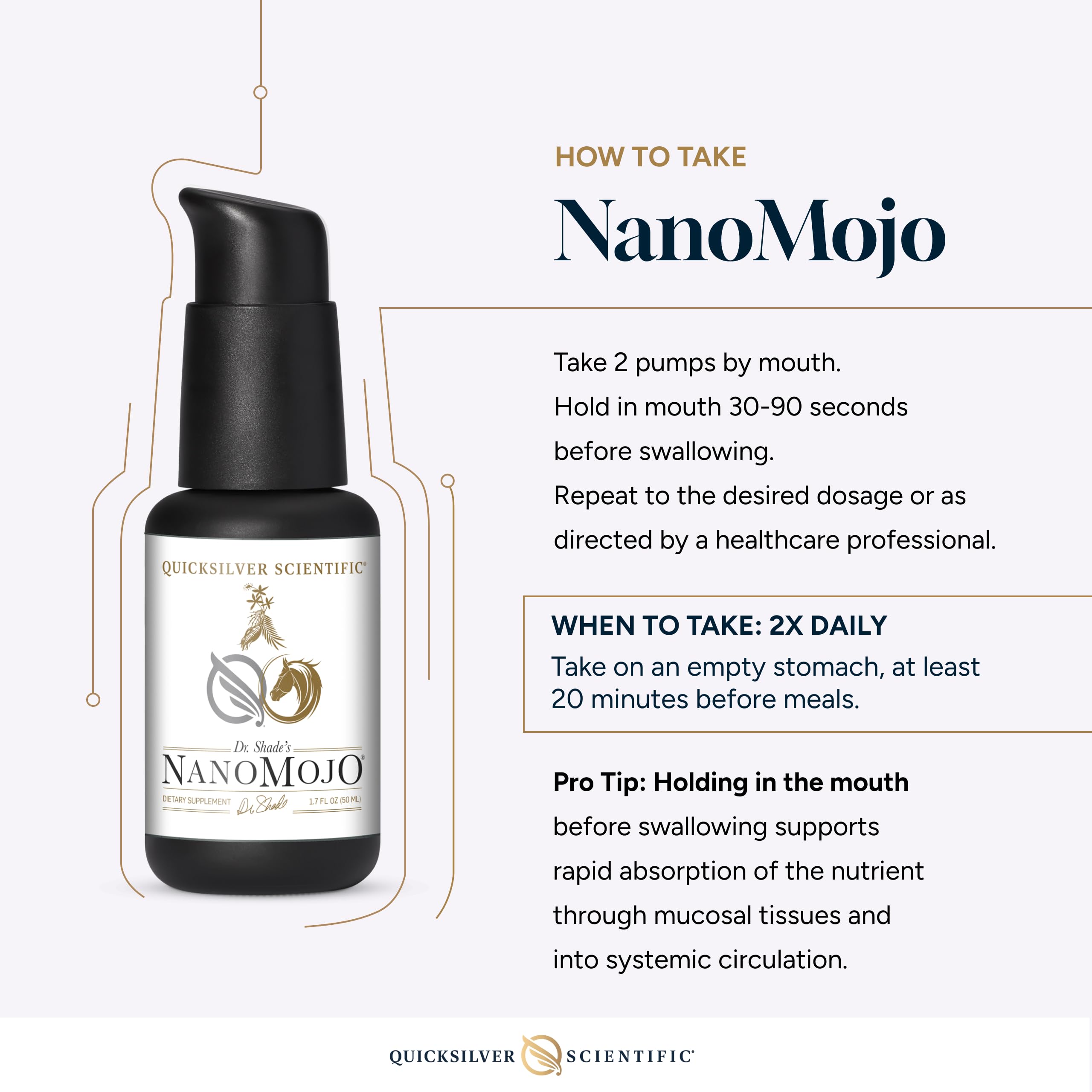 Quicksilver Nanomojo ingredient-lecithin emphasizes soy-free liposomal formulation benefits