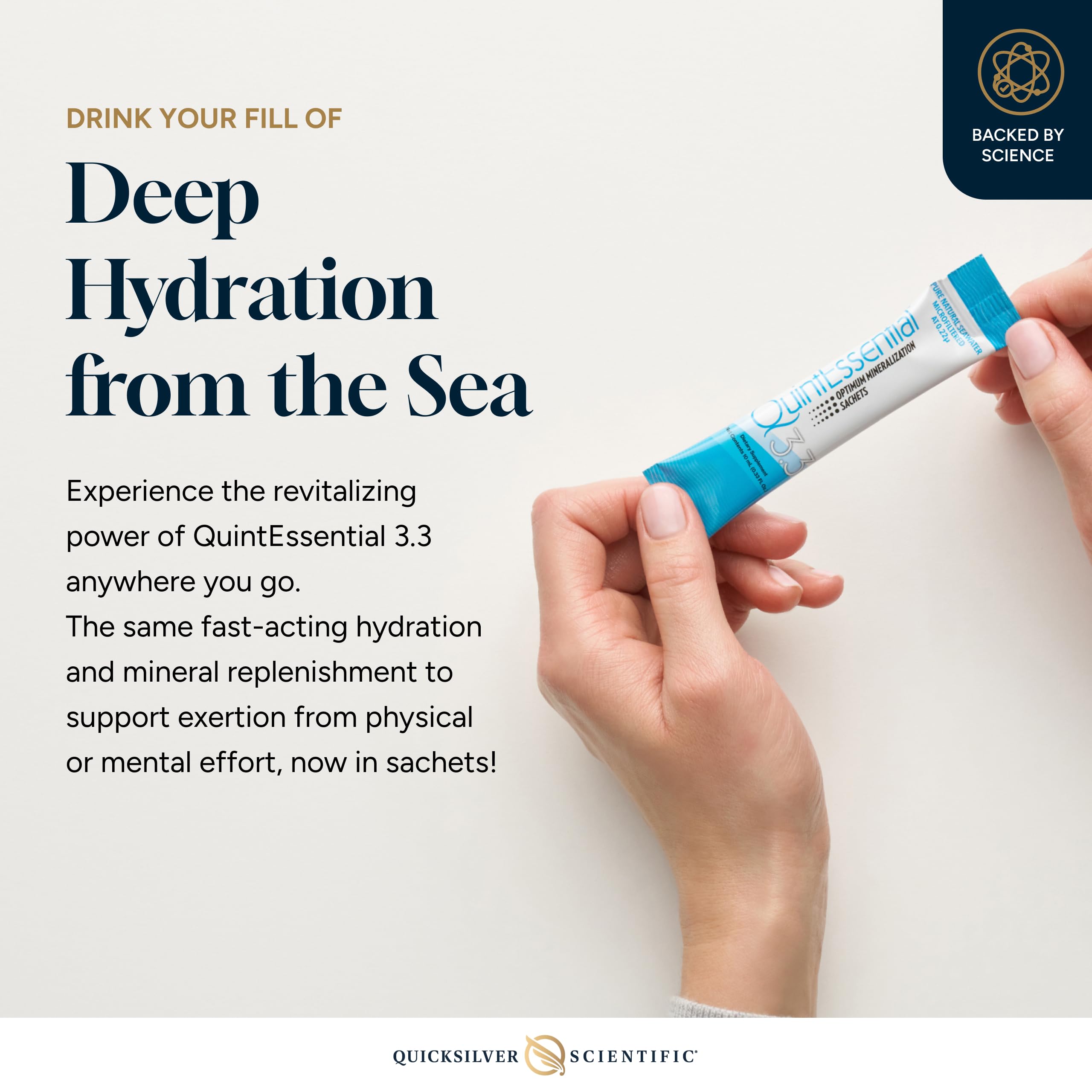 Quicksilver Quintessential 3.3 hydration sachet in use