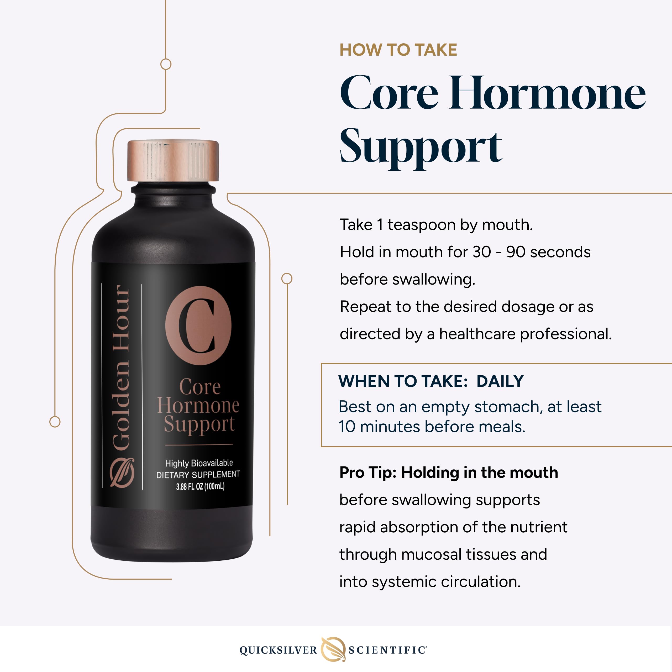 Product shot showing Core Hormone Support packaging 100ml