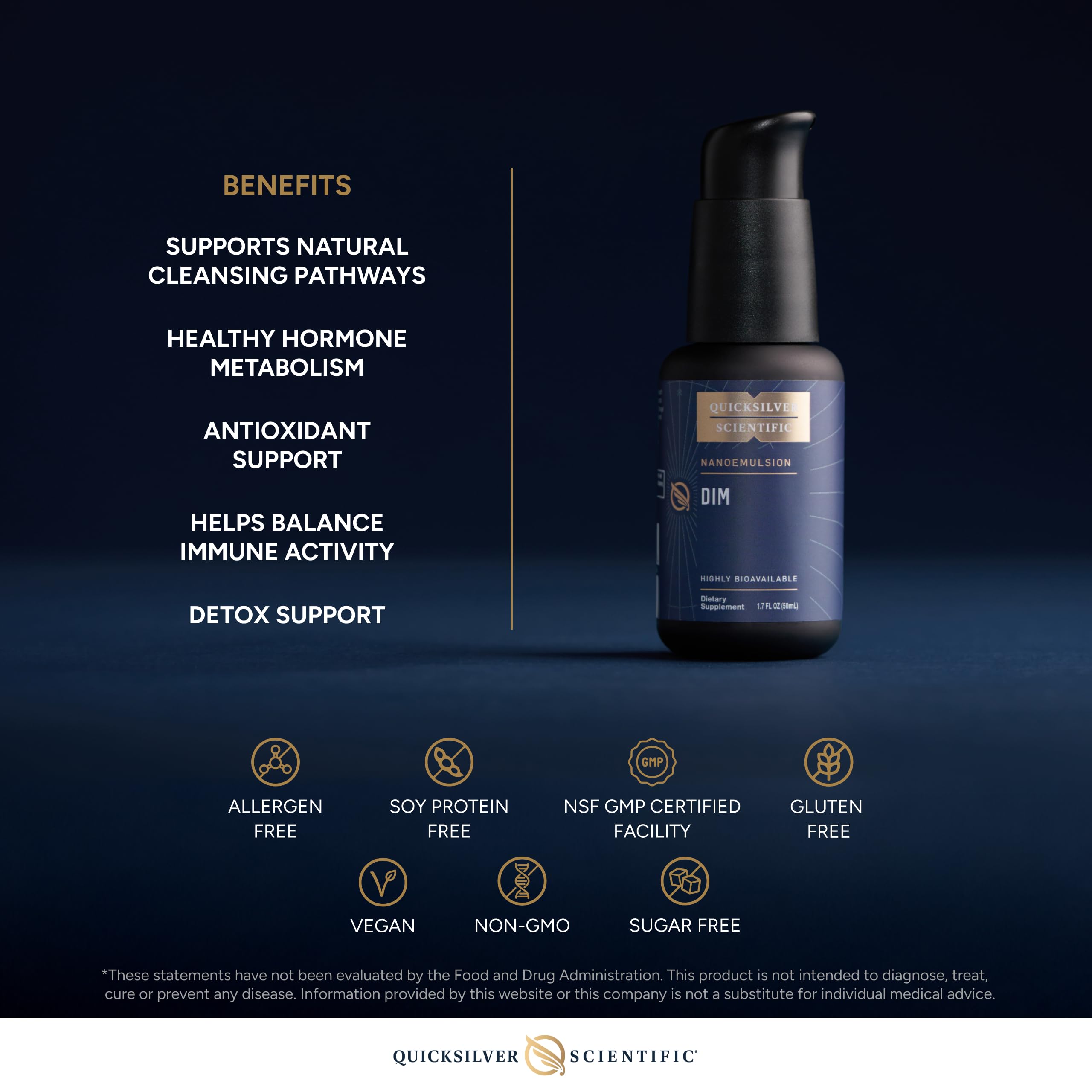 Quicksilver Scientific DIM bottle emphasizes immune-support potential