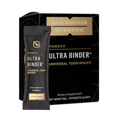 Quicksilver Ultra Binder activated charcoal stick packet supports gut toxin capture