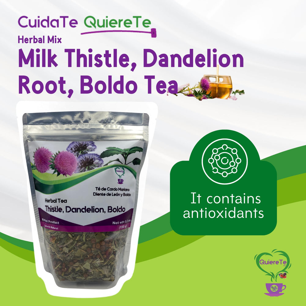 Quiere Te cardomariano milk thistle tea cup with calming herbal aroma