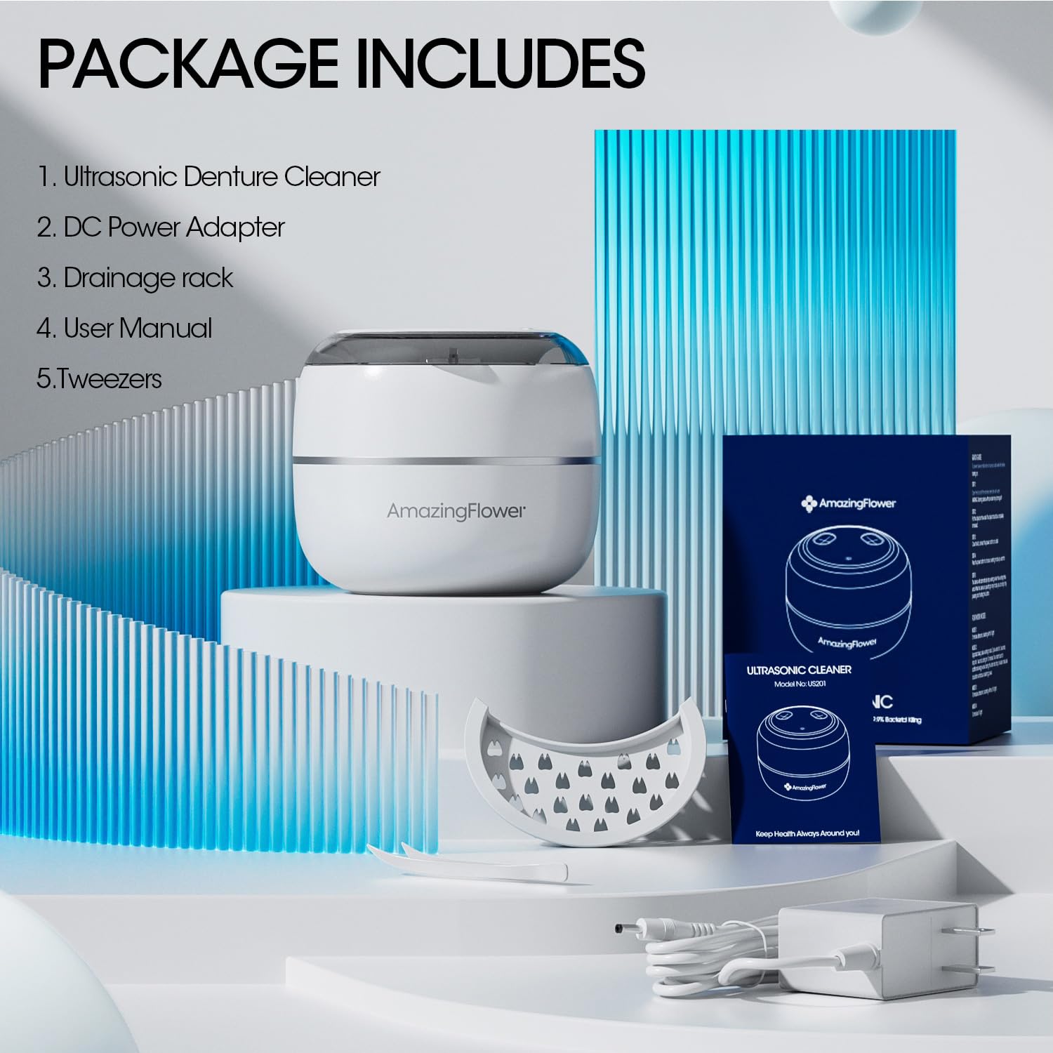 Product with features and 24/7 support badge