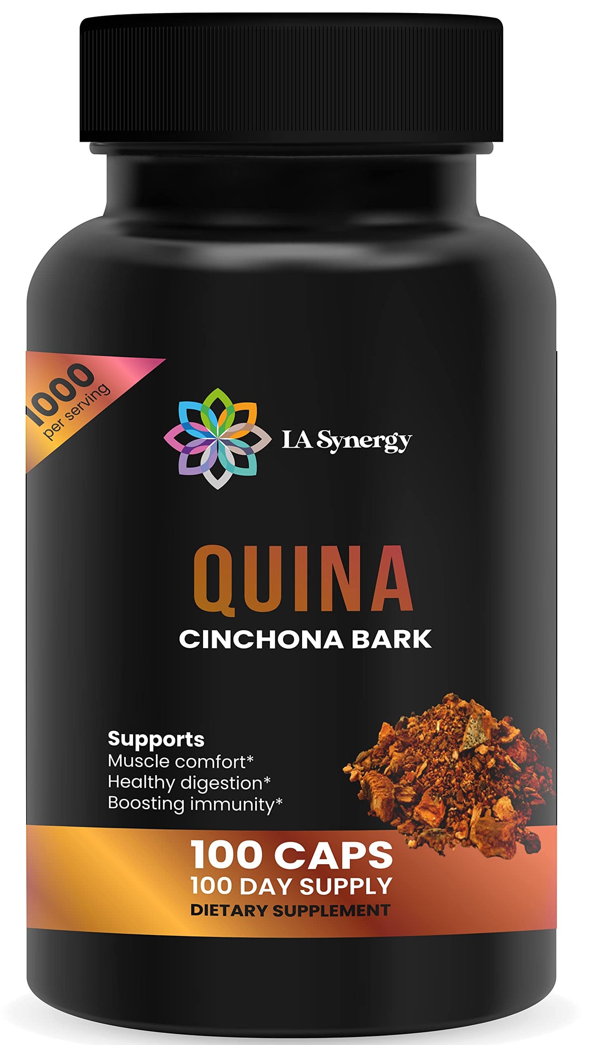 Quinine Quina capsules bottle with 500mg label