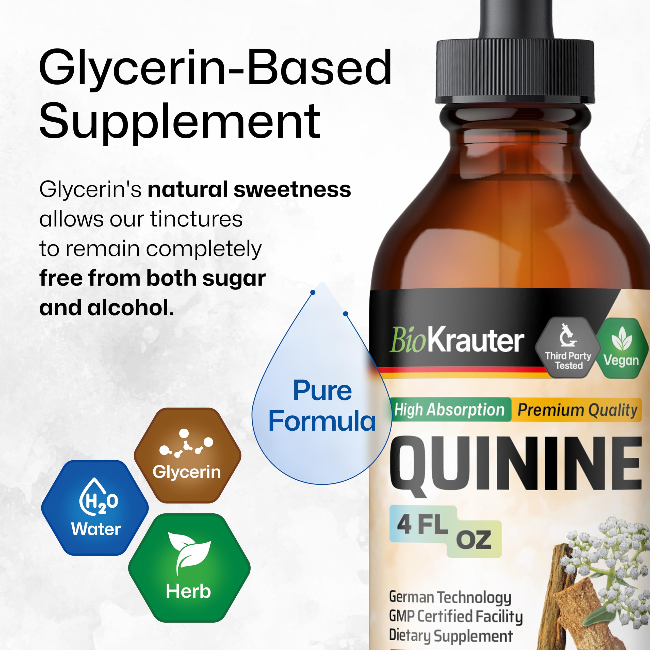 Quinine tincture dropper drops under tongue
