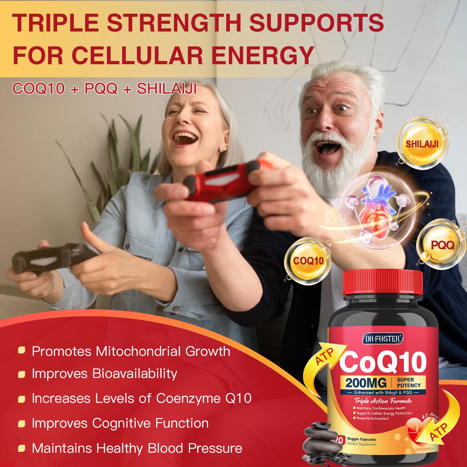 CoQ10 ingredients including PQQ and Shilajit