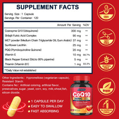 Triple-strength CoQ10 300mg with PQQ and Shilajit capsules