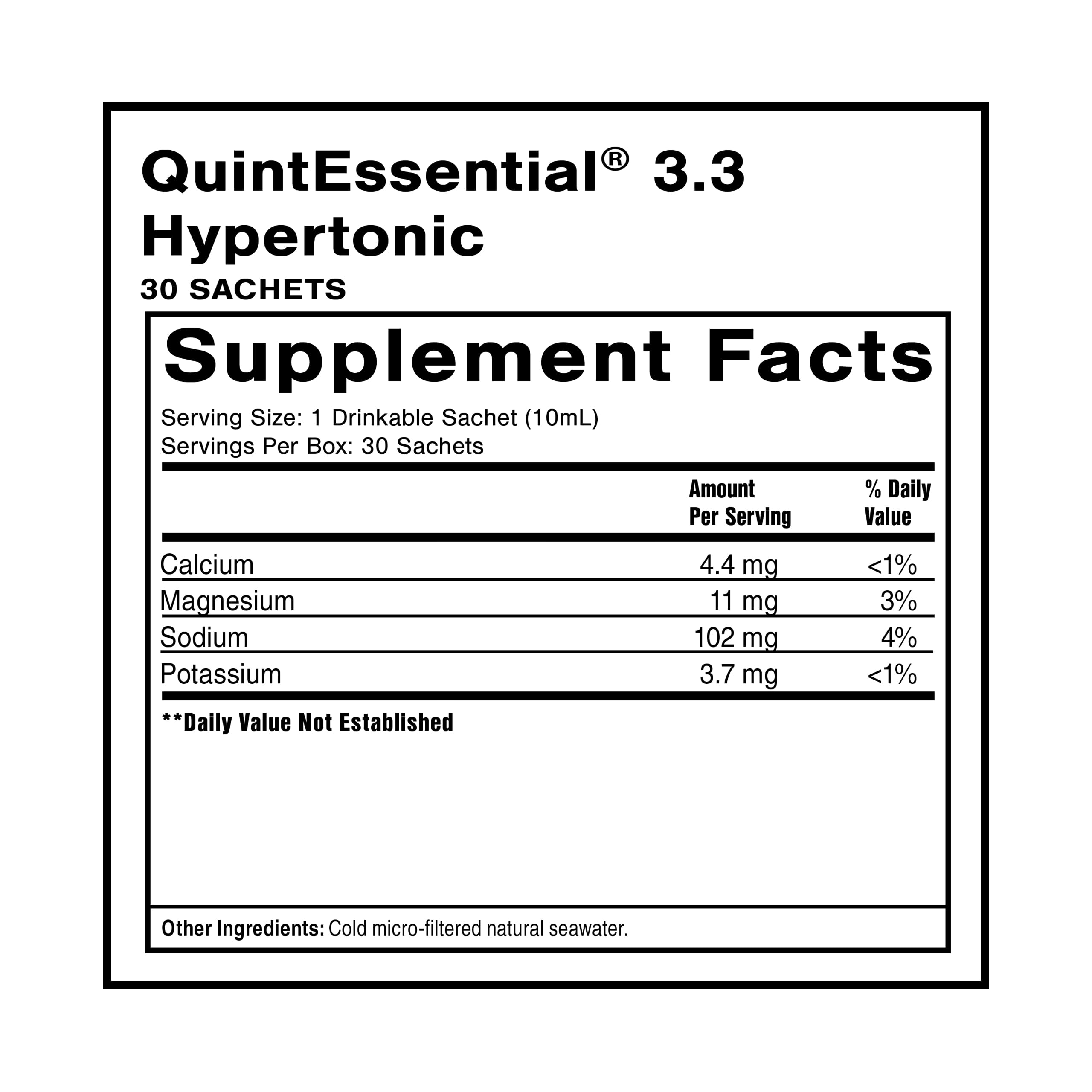 30 single-serving glass vials of Quinton hypertonic sea mineral solution