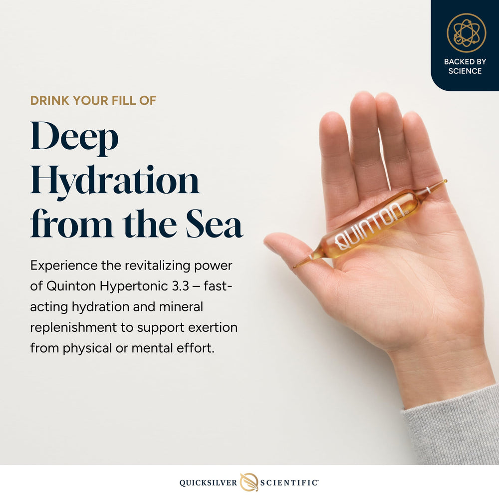 Close-up of ionic minerals in Quinton sea water mineral supplement