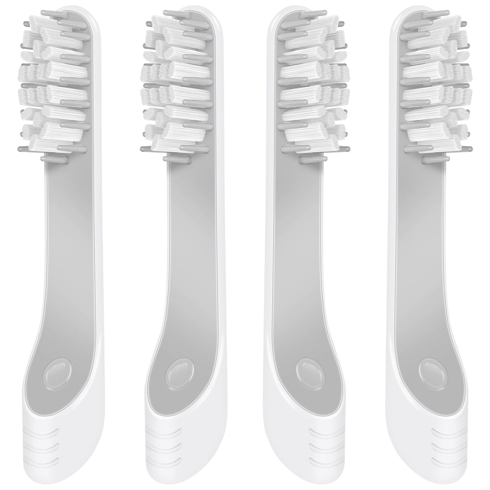 Quip-compatible toothbrush replacement heads in gray, 4-pack