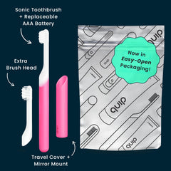 Quip kids glow pink sonic toothbrush side view