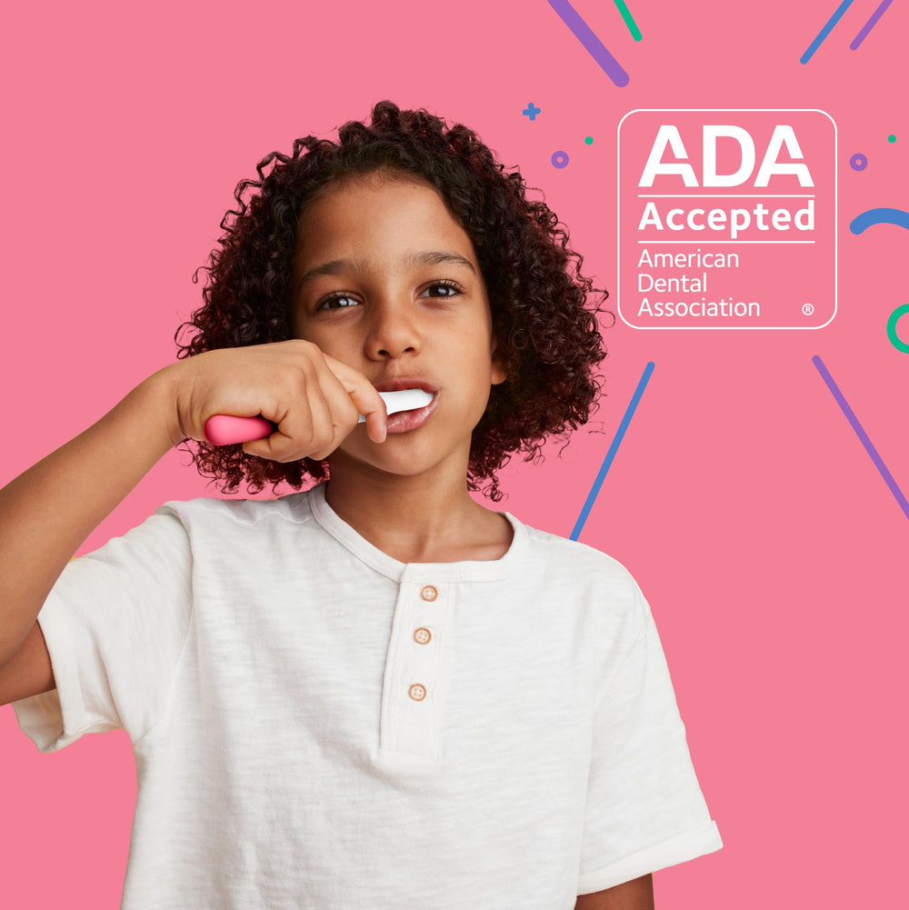 Easy-grip rubber handle on kid's electric toothbrush